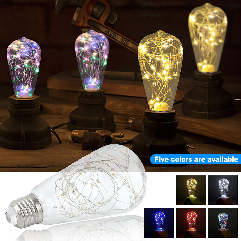 LED Fairy Light Bulb E26/E27 Home Patio Garden ST64 Globe Party Lamp Decor