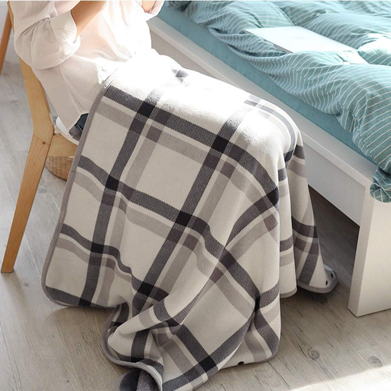 Fleece Wearable Blanket, Plaid Lap Blanket Comfy Poncho Throw with Buttons for B