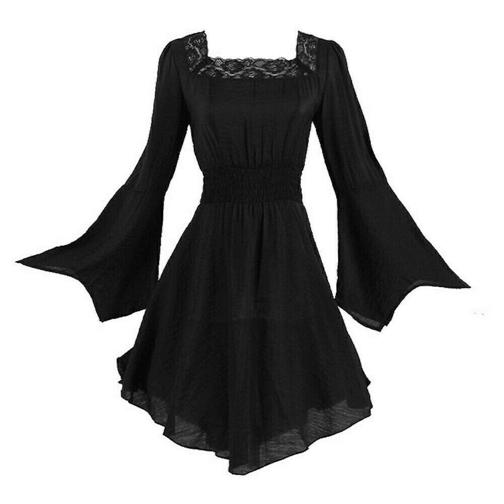 Tunica Lunga A Maniche Della Signora In Pizzo Gothico Retro Rockabilly