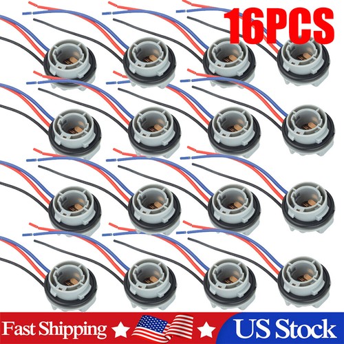 16PCS 1157 2357 LED Pig Tail Plug Stop Brake Turn Light Bulb Socket Harness Wire