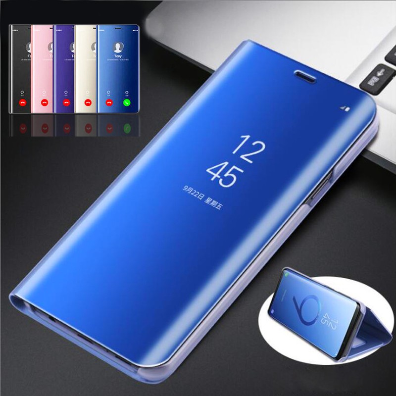 For Samsung Galaxy Note 10 S10 Plus A40 A50 Smart View Mirror Leather Flip Case
