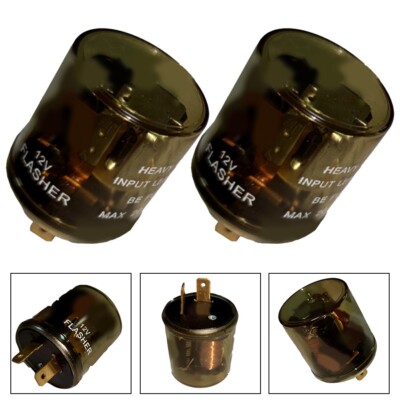 2PCS LED Flasher Relay,Heavy Duty 12V 2-Pin Electric Turn 2Pin Two prong round