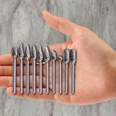 10x 1/4 Inch Double-Cut Tungsten Steel Carbide Rotary Burr Die Grinder Shank Bit