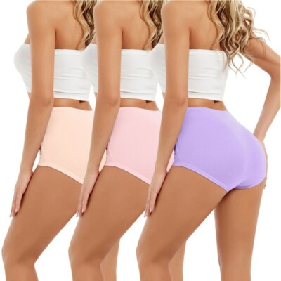 3pcs Women's High Waisted Briefs Full Coverage Seamless Tummy Control Panties 