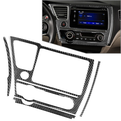 Carbon Fiber Car Navigation Panel Cover Trim For Honda Civic 9th Gen 2012-2015