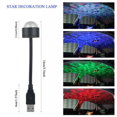 7-Color LED Starry Sky Projection Lamp USB Car Roof Light Night Star 2024 P9X2