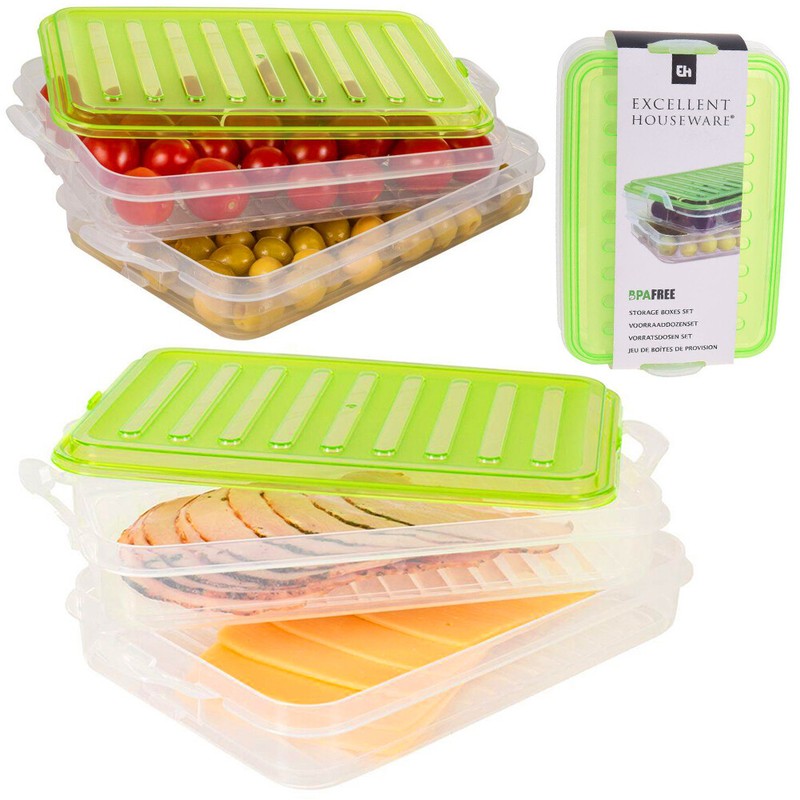 Vorratsdose Aufschnittdose Frischhaltedose Stapelbox M. 2 Abteilungen GrÃ¼N
