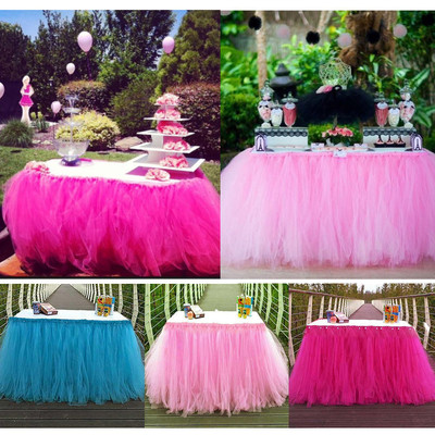 Wedding Party Tulle Tutu Table Skirt Tableware Birthday Baby Shower Xmas Decor