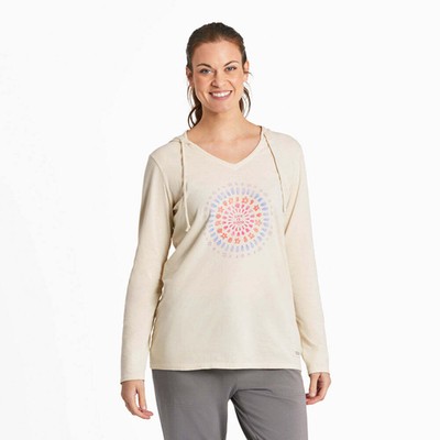 Life is Good 89710 - Women's Joy Explosion Vibes Crusher-LITE Hooded Tee - Putty