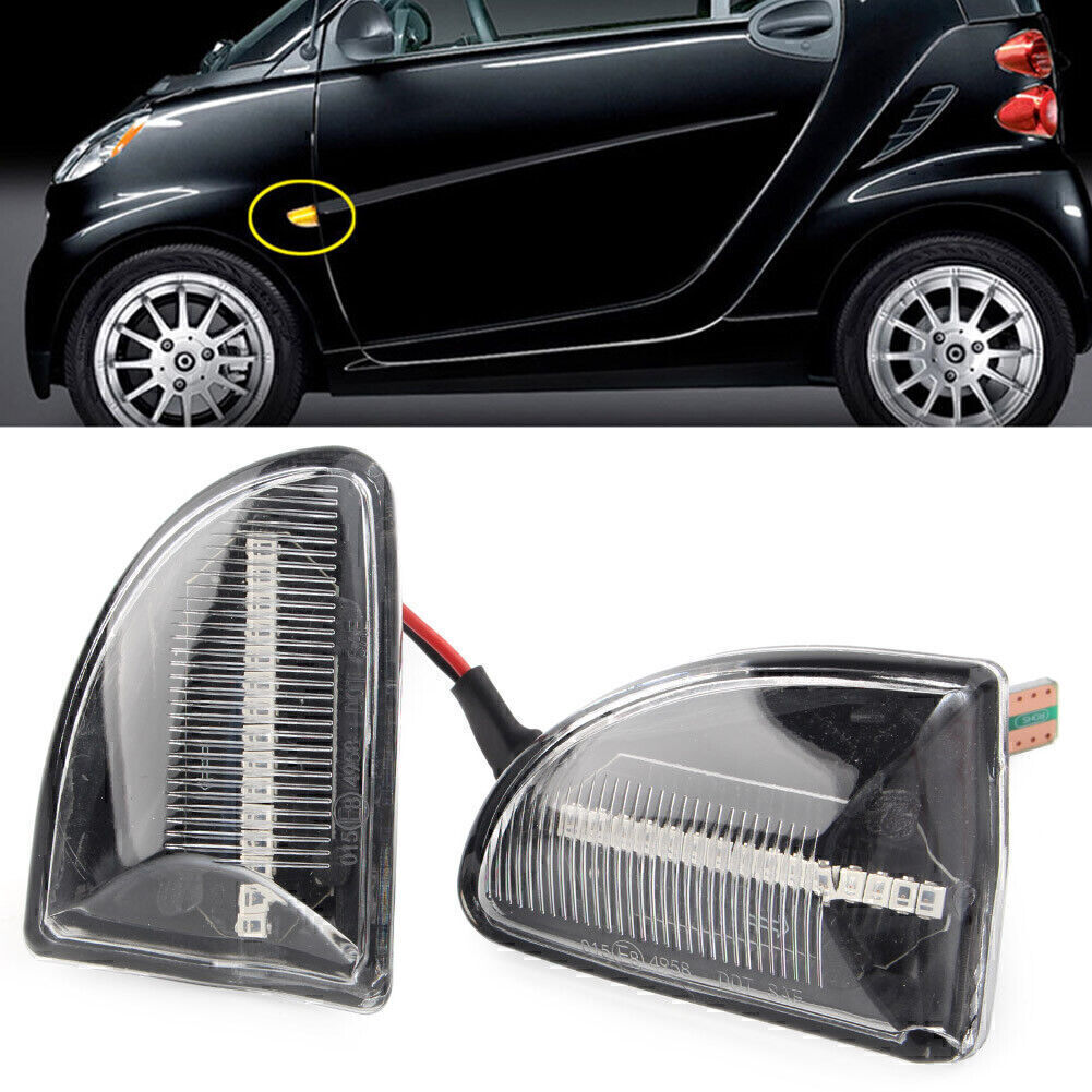 LED Sequential Dynamic Side Marker Turn Signal Light Pair For Smart Fortwo W451