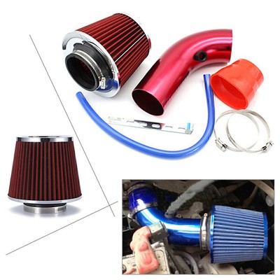Cold Air Intake Filter Induction Kit Pipe Power Flow Hose System Red Alu