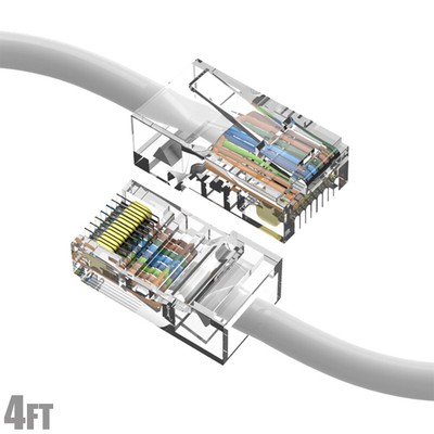4FT Cat5e RJ45 Ethernet LAN Network UTP Non-Booted Patch Cable Copper Wire White