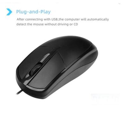 Wired Usb Optical Mouse For Pc Acer Laptop Computer Wheel Scroll Black Mice HOTS