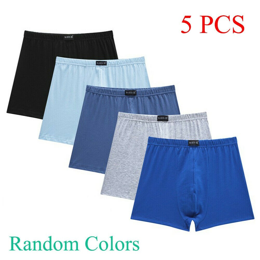 5 PCS Mens Cotton Shorts Pants Underwear Boxer Briefs Trunks Underpants Kit Cosy