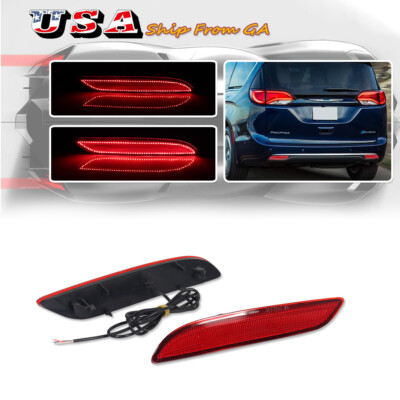 Red Rear Reflector LED Tail Brake LightS For 2017-23 Chrysler Pacifica & Voyager