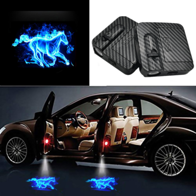 For Ford Mustang Car LED Door Light Blue Horse Logo Ghost