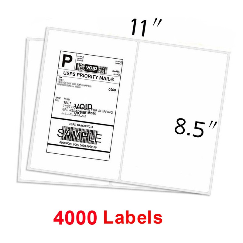 200-4000 Half Sheet Shipping Labels Page 8.5x5.5 Self Adhesive Round