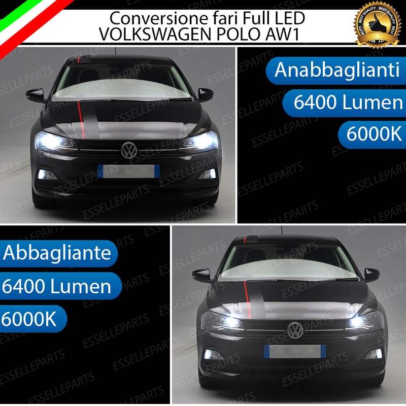 Conversione Fari Full Led Anabbaglianti + Abbaglianti Vw Polo Aw1 Canbus 6000k