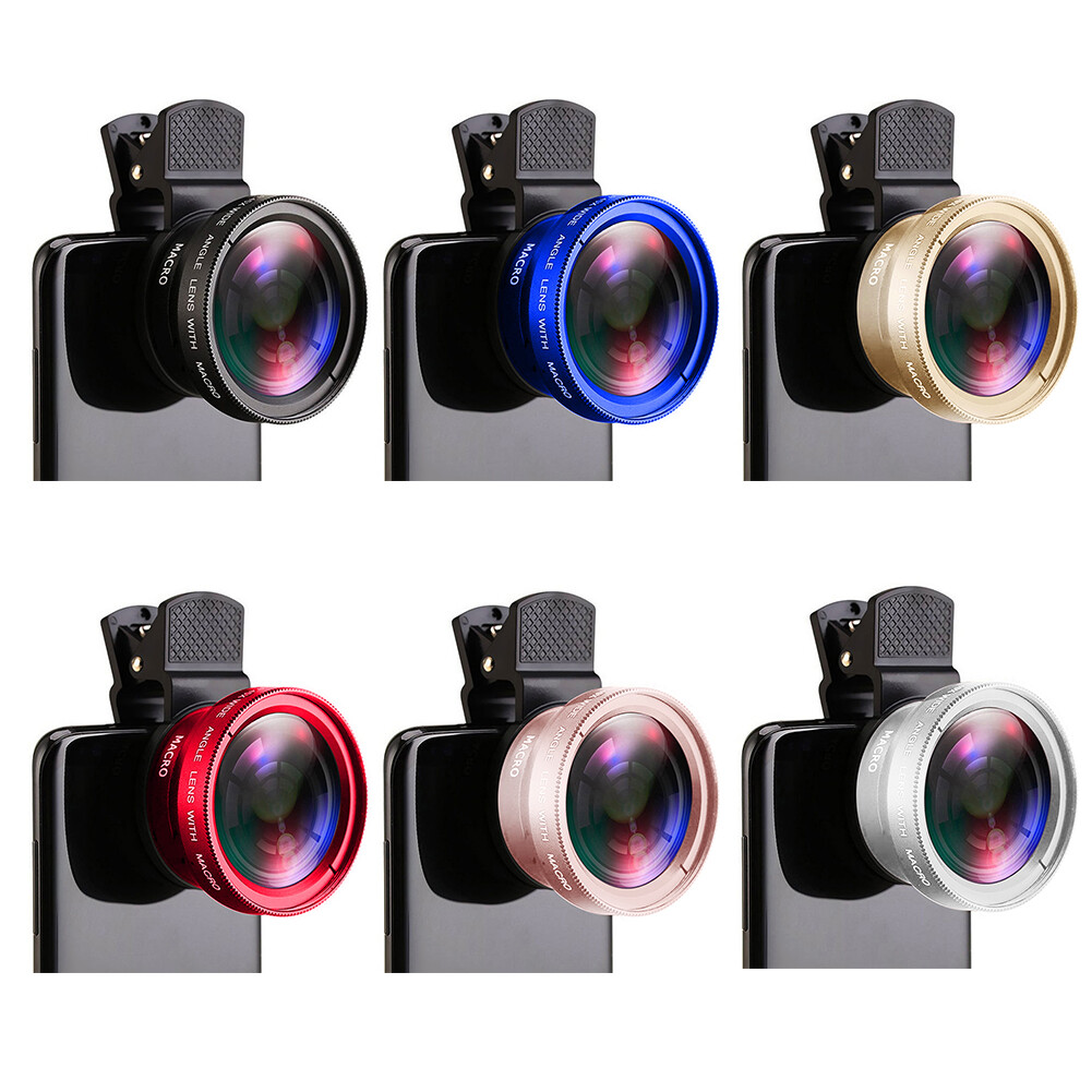 2 IN 1 Lens Universal Clip 37mm Mobile Phone Lens 0.45x 49UV Wide-Angle