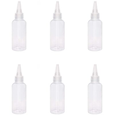 6 Pack 2oz Plastic Squeeze Bottles Mini Empty Squirt Bottle w/ Top Cap for Glue