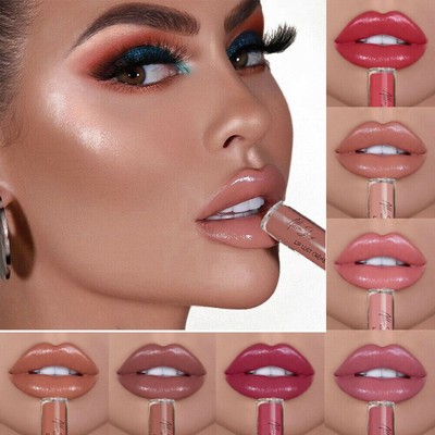 Damen Fuller Lip Gloss Plumper Wasserfest Lang Anhaltend Lippenstift Make-Up Neu
