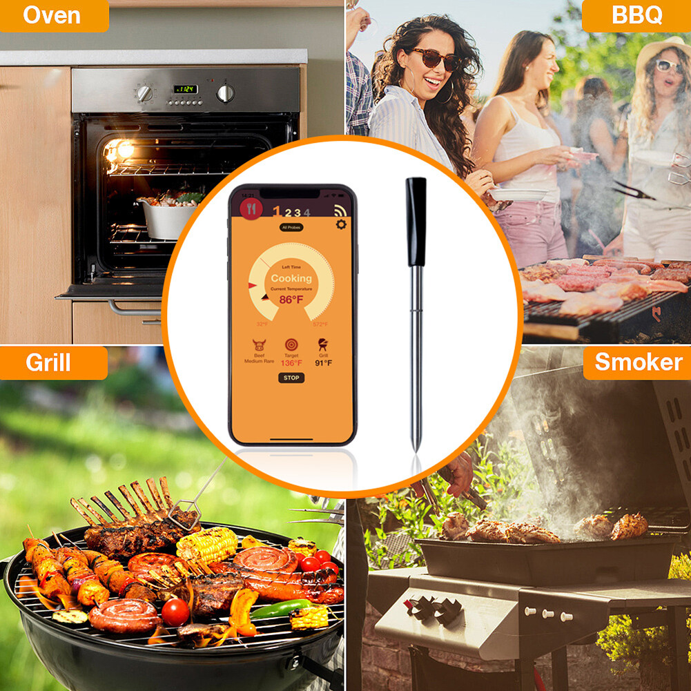 BBQ Thermometer Wireless Bluetooth Küche Grill Essen Ofen Temperatur für Küche