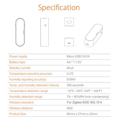 Wireless Temperature and Humidity Sensor For HomeKit For ZigBee Enabled