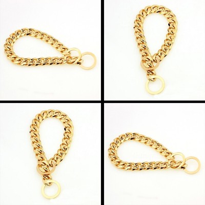 stainless steel gold choke chain dog width choker 15mm collar pet necklace collars slip duty heavy training check