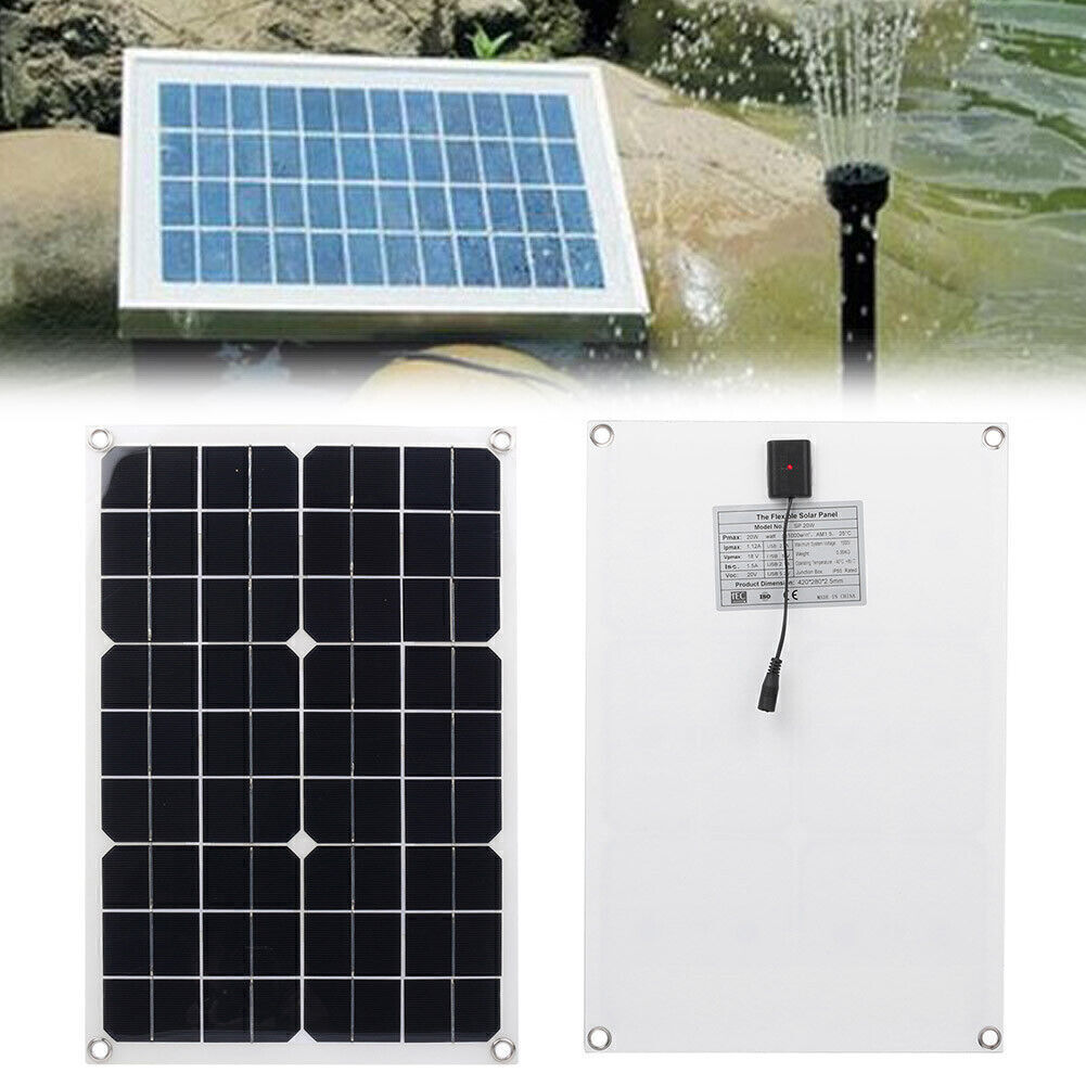 Flexible 20W Solar Panel Battery Charger System Fit RV Marine Boat Roof Car 18V