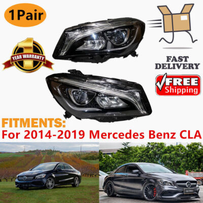 1 Pair For Mercedes Benz CLA 2014-2019 LED DRL Headlights HeadLamp Assembly Set