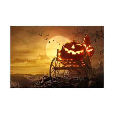 5x3/7x5ft Halloween Backdrop Pumpkin Lantern Photography Background Party Decor