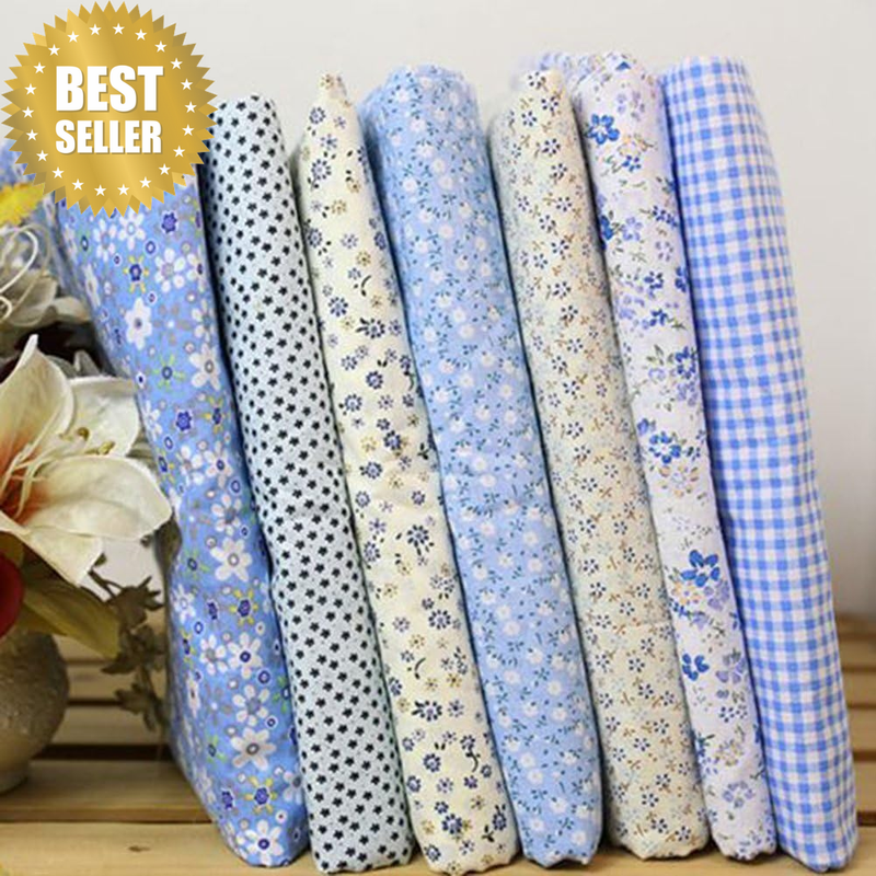 7Pcs Square Shape, Flower, Striped, Polka Dot Cotton Fabric Fabric for Sewing, 2