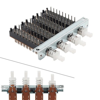 1pc Interlock Push Button Switch Piano Type 18 Pins 4 Row Plastic & Metal