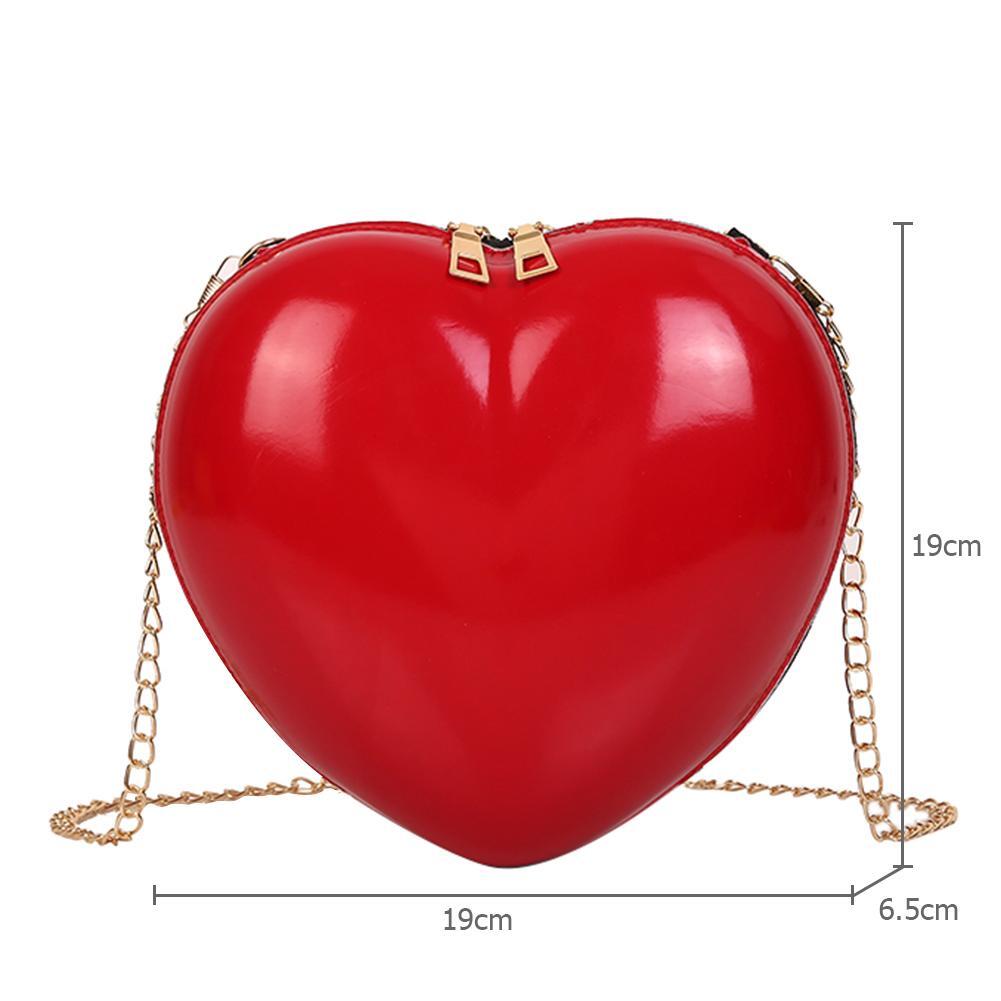 Girls Heart Women Shoulder Chain Messenger Bags Crossbody Handbags (Red)
