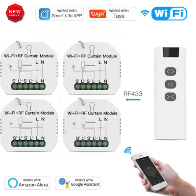 Tuya Wifi RF Roller Blind Shutter Curtain Switch Module with Remote for Electric