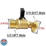 Uenede Brass Garden Hose Bibb Valve, 1/2
