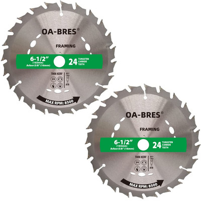 6-1/2-Inch 24-Tooth Circular Saw Blade with 5/8-Inch Arbor, TCT ATB Framing Blad