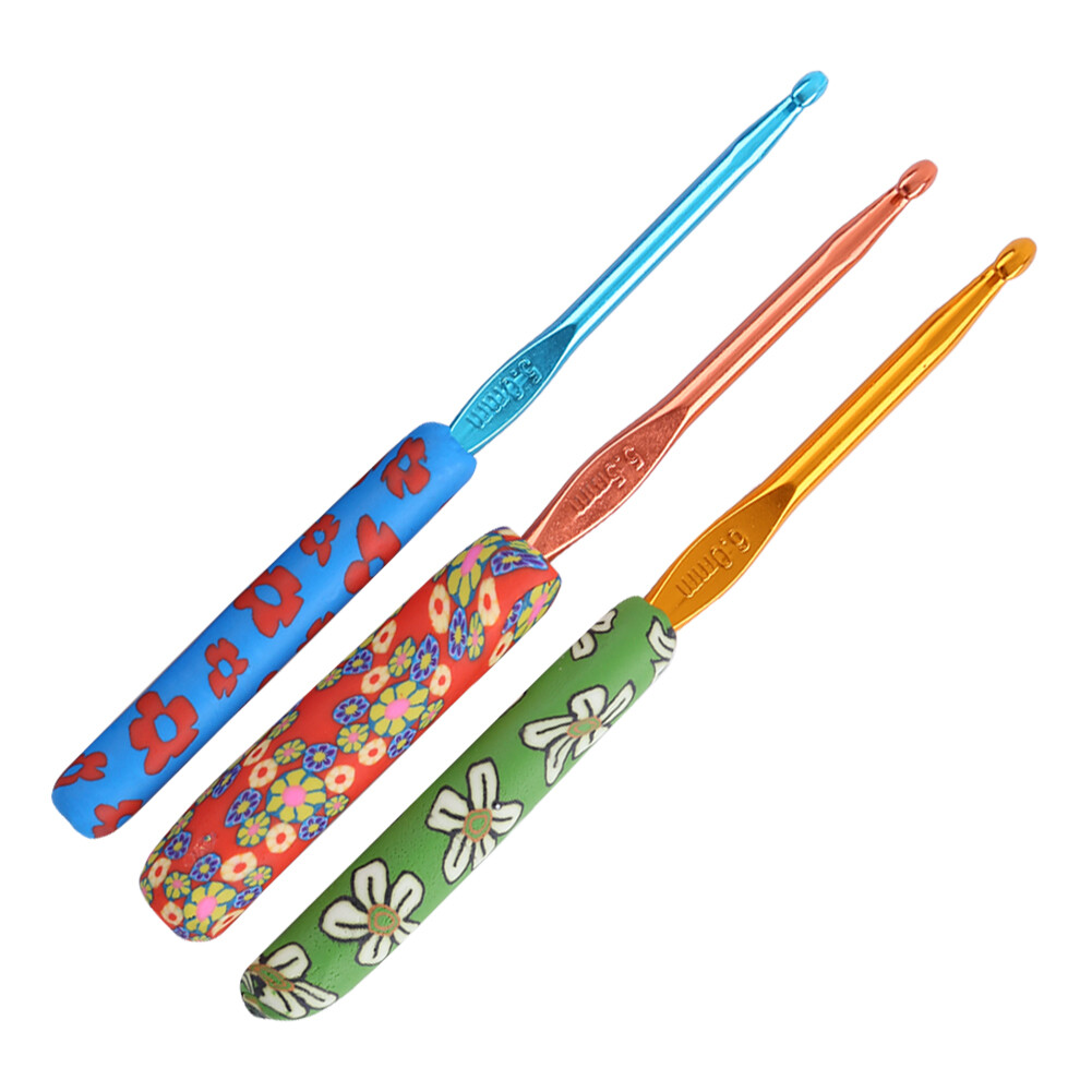 9pcs Ceramic Handle Knitting Needles Aluminum Crochet Hooks Tool Set 2