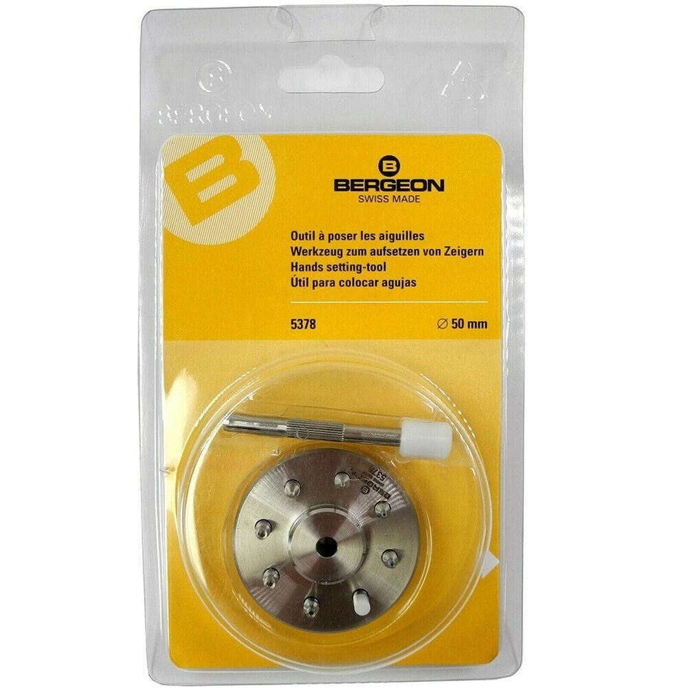 Bergeon 5378 Watch Hand Fitting Setting Swiss Tool 9 Stakes On Holder