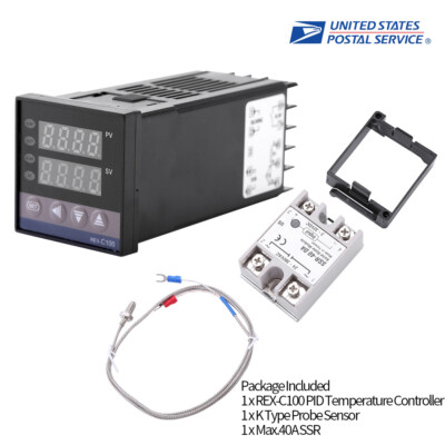 Thermocouple K//Temperature Sensor 0-1300 ℃ Temperature Controller Kits Max 25A SSR 110V-240V Digital Alarm Led Pid Temperature Controller
