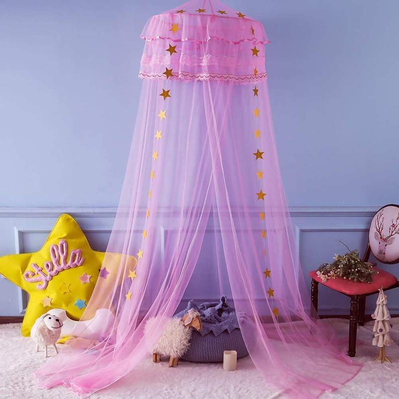 3 Layers Lace Ruffle Dome For Baby, Girls (pink