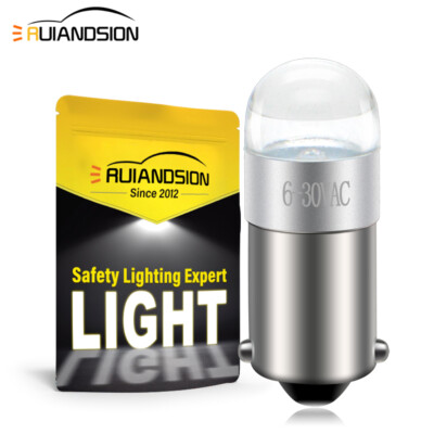 Ruiandsion Bayonet Base BA9S LED Bulb BA9 Car Dashboard Light 6V 12V 24V White