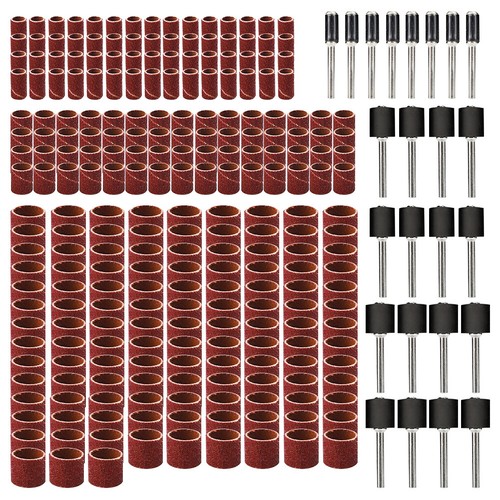 384 Pieces Sanding Drum Kit Sander Sleeves With Mandrels for Dremel Rotary Tool