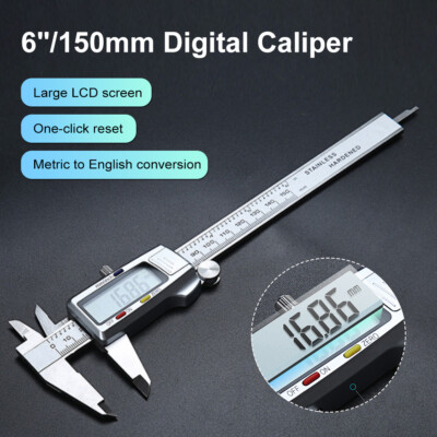 6.0'' Micrometer Digital Steel Measuring Tool Caliper Vernier Gauge Metric 150mm