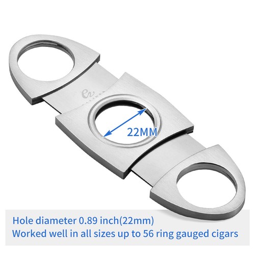 Silver Pocket Double Blade Stainless Steel Cigar Cutter Punch Scissors Gift