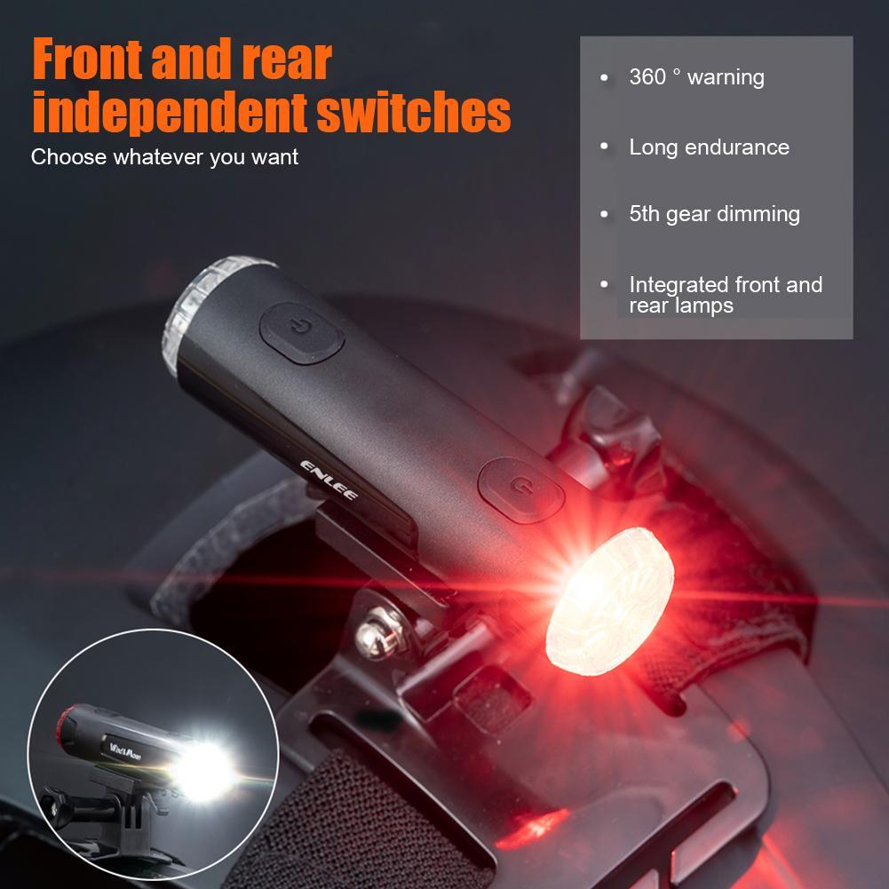 ENLEE MTB Light USB Rechargeable Cycling Helmet Headlight Waterproof Flashlight