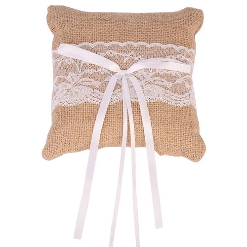Linen Base Lace Bridal Ring Bearer Pillow Holder 6 Inch Wedding