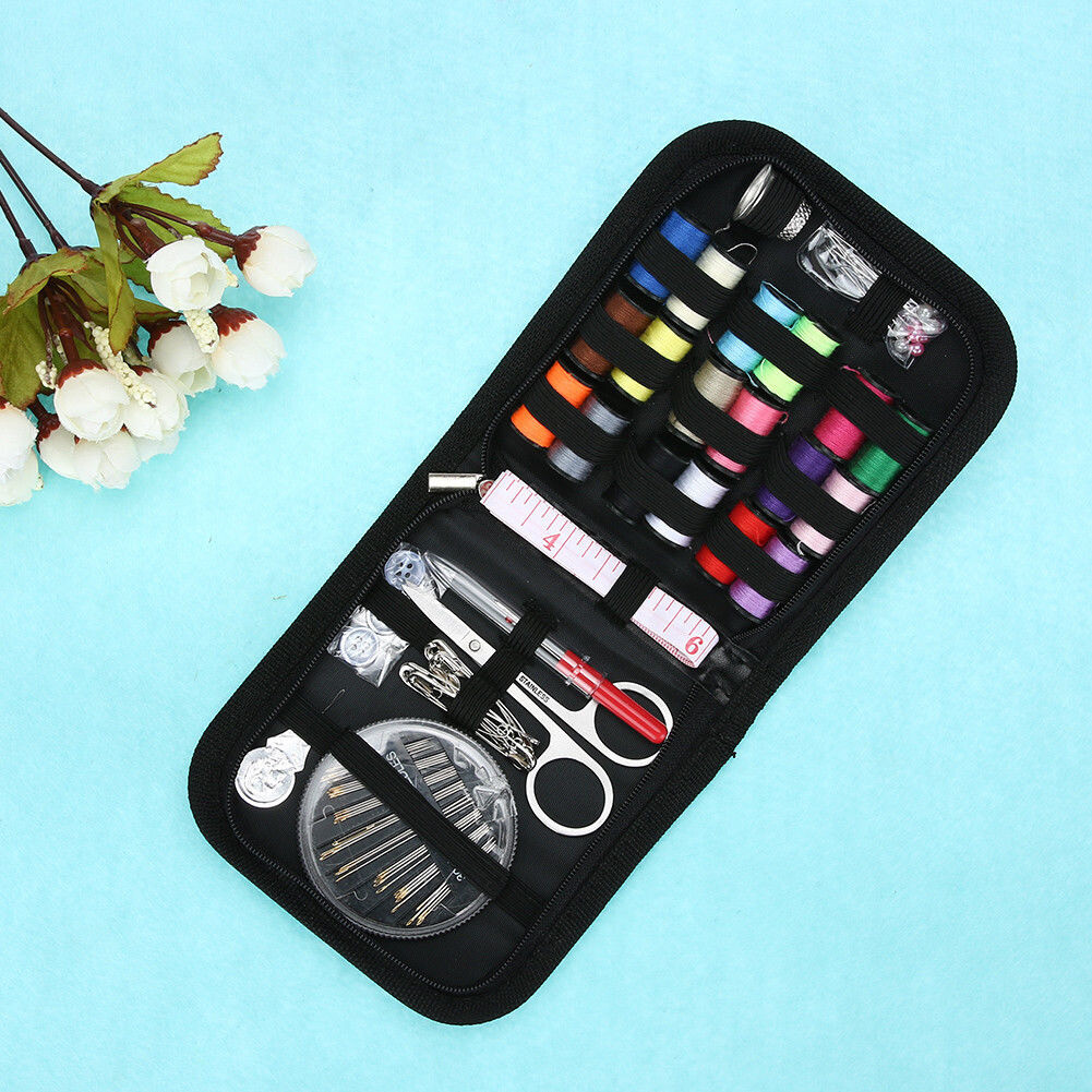 Sewing Kit Measure Scissor Thimble Thread Needle Storage Box Travel 70 Pcs Set