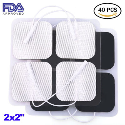 40 Electrode Pads EMS for Tens Massager 7000, 3000- Units 2x2 Inch White Cloth