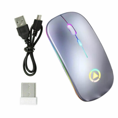LED Wireless Optical Mouse 2.4GHz USB Receiver Rechargeable Mice For Laptop PC